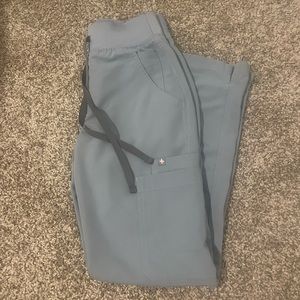 Figs XXS Petite Yola High-Waisted dusty blue scrub pants